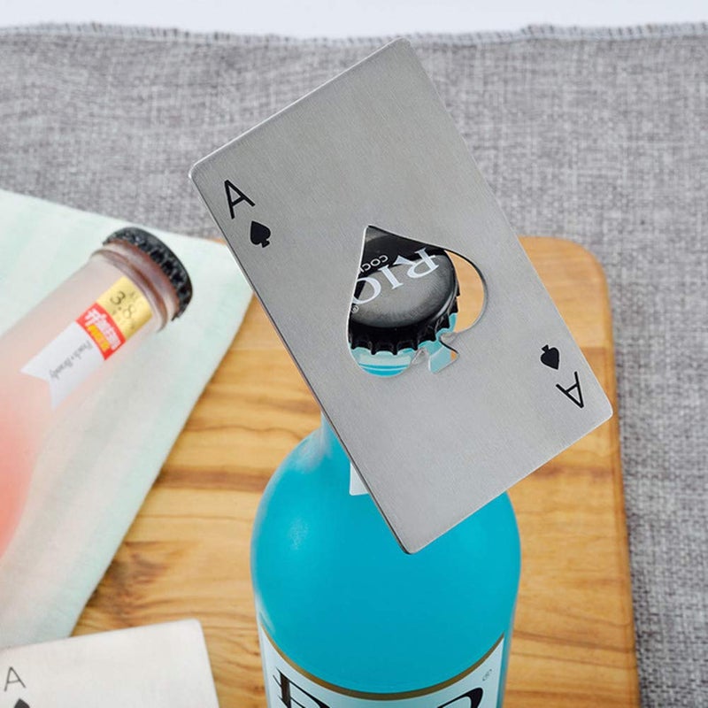 Airoads Ace Of Spades Bottle Opener Credit Card Size Pocker Cap Opener Portable Stainless Steel Can Opener (8 Pack Black & Silver) - Image 3